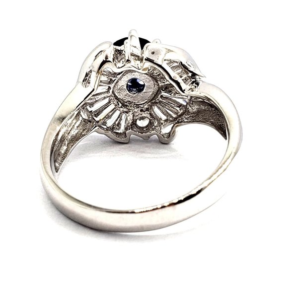 Cocktail Ring 14k white gold, Blue Cubic Zirconia Size 7.5 - Picture 10 of 13